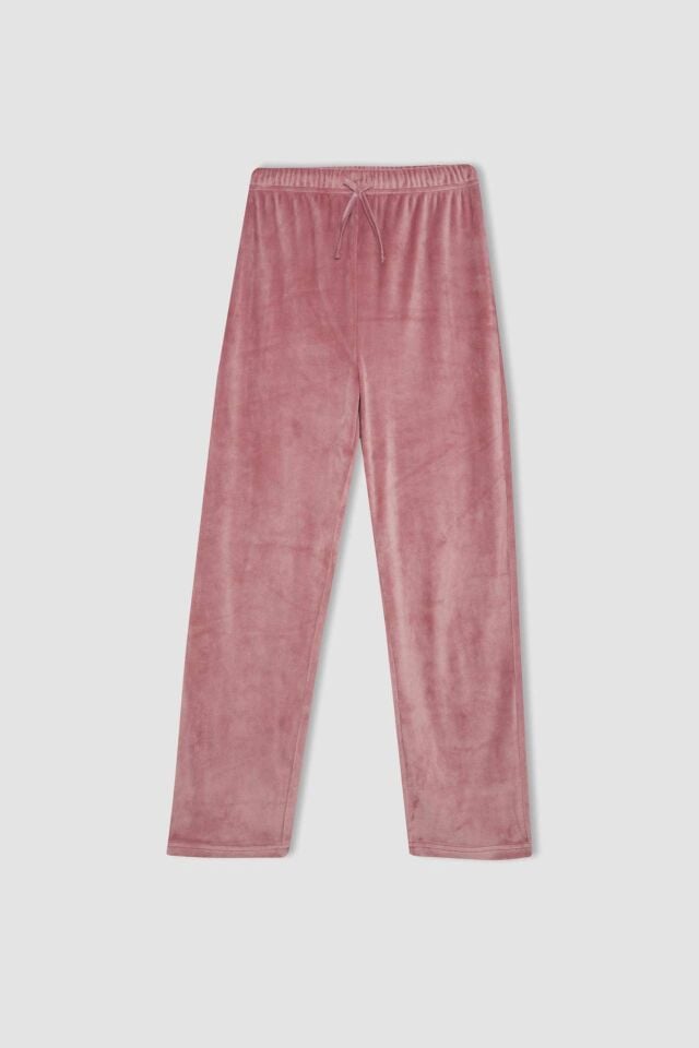 Kız Çocuk Pijama Takımı Bisiklet Yaka Polar Uzun Kollu Üst Uzun Alt