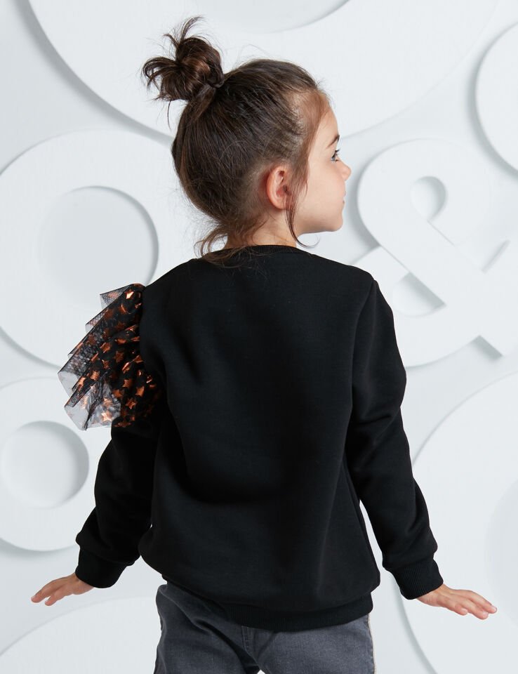 Sıkı Dostlar Tüllü Kız Çocuk Sweatshirt 7 Y - Siyah