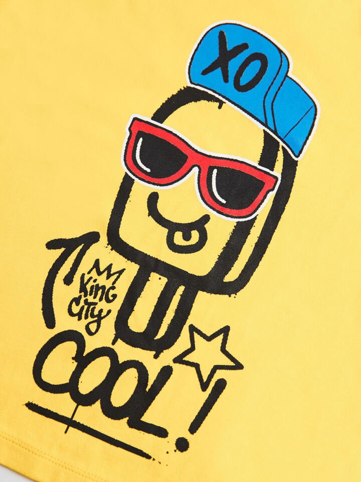 XO Cool Erkek Çocuk T-shirt Kapri Şort Takım 5 Y - Sarı, Siyah