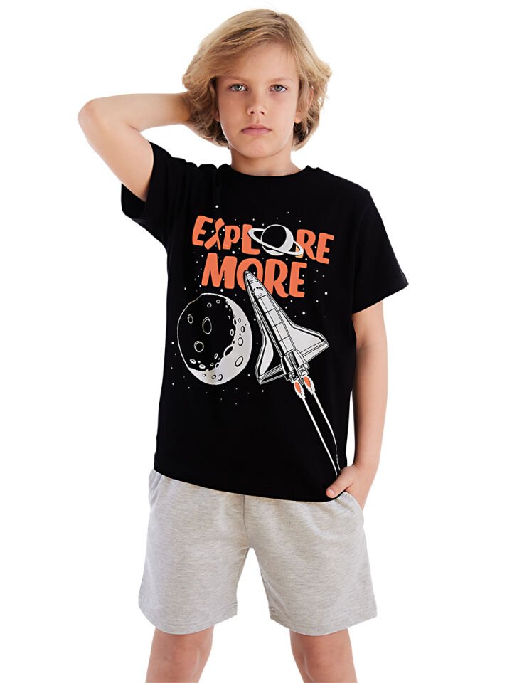 Explore Erkek Çocuk T-shirt Şort Takım 9 Y - Siyah