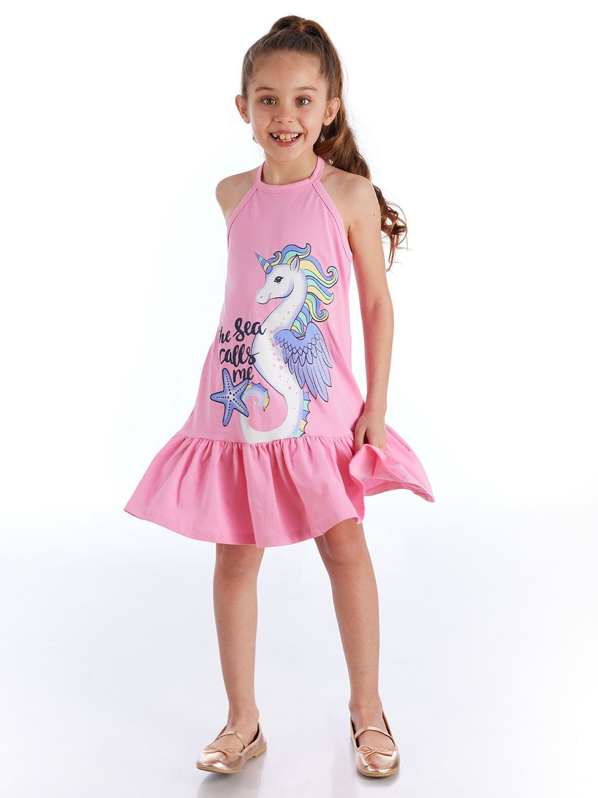 Seacorn Kız Çocuk Pembe Elbise 5 Y - Pembe