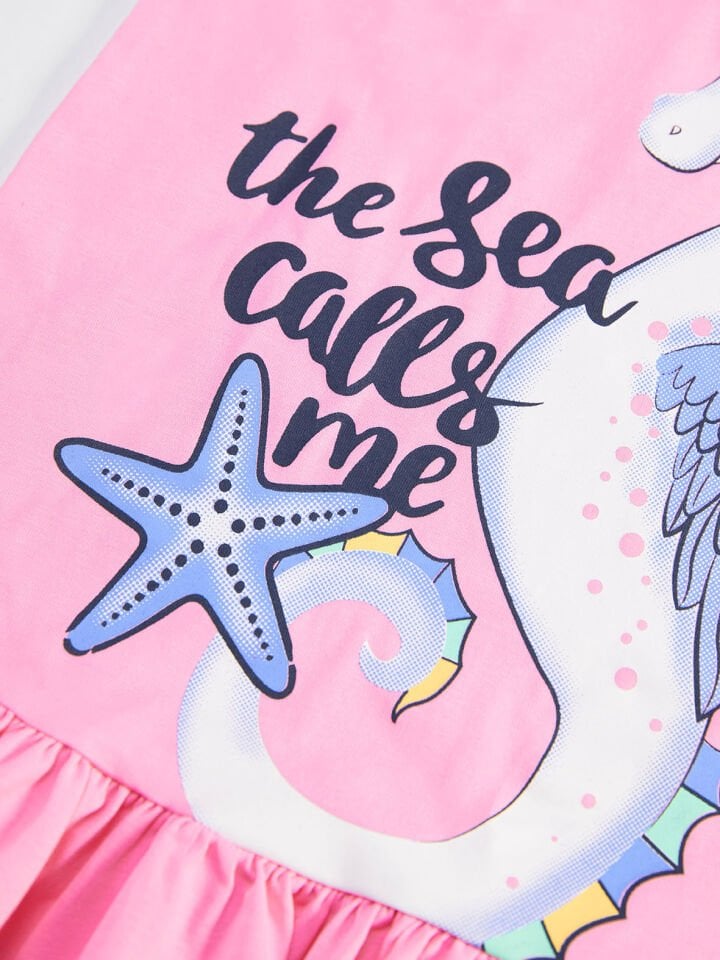 Seacorn Kız Çocuk Pembe Elbise 5 Y - Pembe