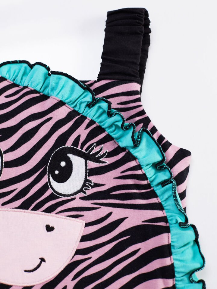 Zebra Fırfırlı Kız Çocuk Tulum