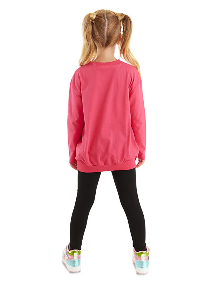 Kanka Kediler Kız Çocuk T-shirt Tayt Takım 6 Y - Pembe