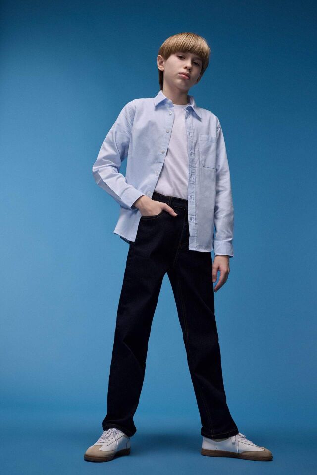 Erkek Çocuk Straight Fit Düz Paça Basic Düz Jean Pantolon