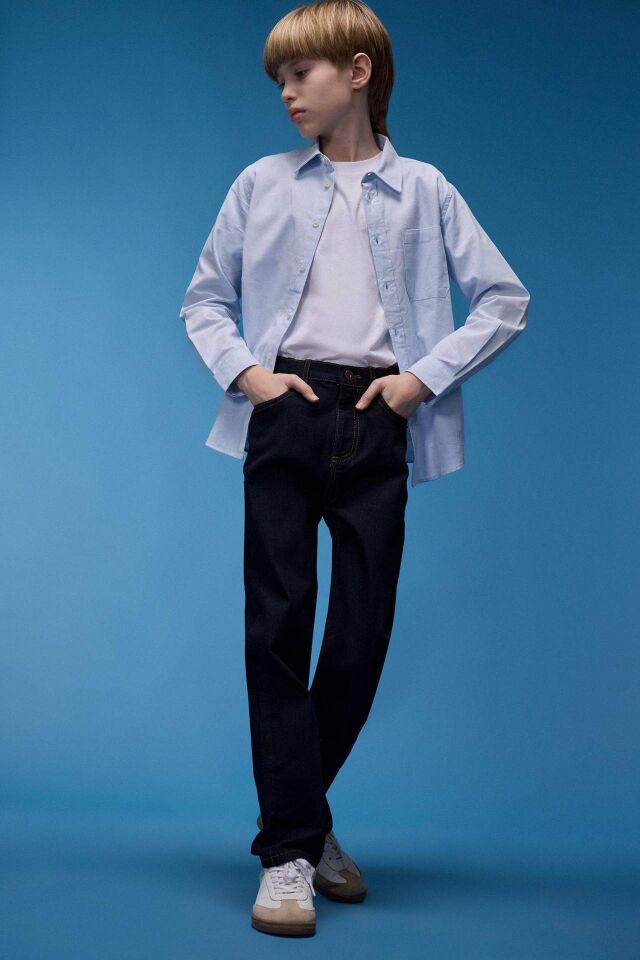 Erkek Çocuk Straight Fit Düz Paça Basic Düz Jean Pantolon