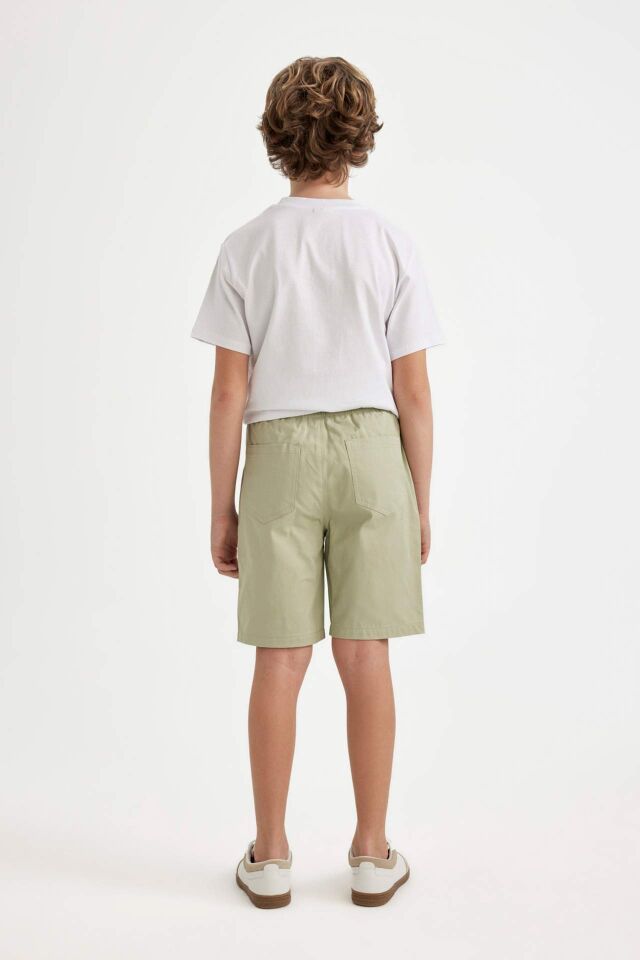 Erkek Çocuk Basic Düz Beli Lastikli Cepli Gabardin Şort