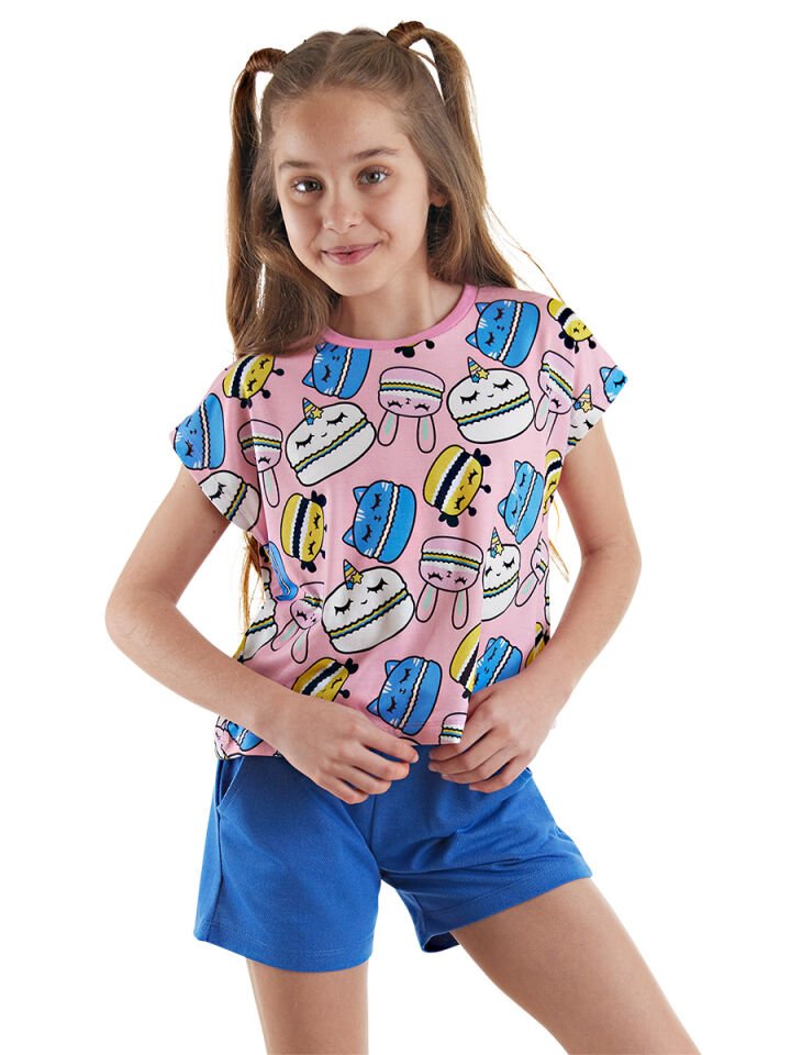 Tatlı Kurabiyeler Kız Çocuk T-shirt Şort Takım 10 Y - Pembe