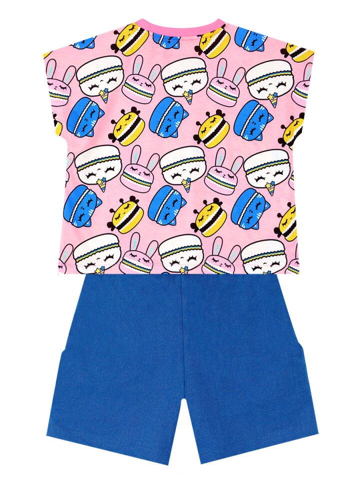 Tatlı Kurabiyeler Kız Çocuk T-shirt Şort Takım 10 Y - Pembe