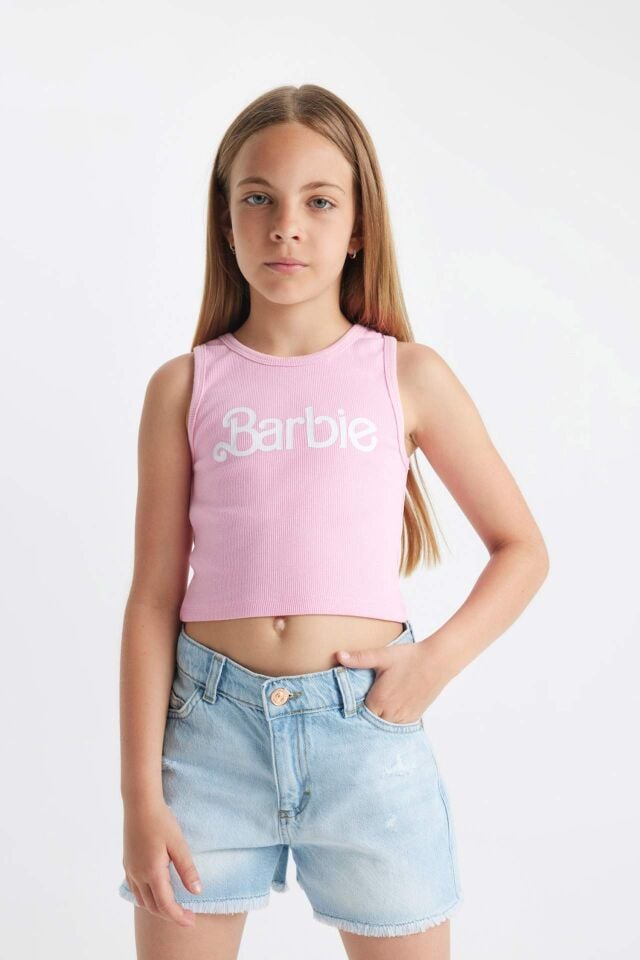 Kız Çocuk Barbie Bisiklet Yaka Atlet