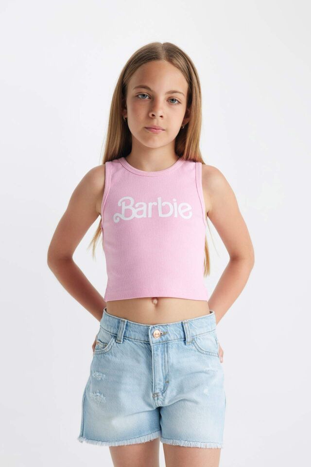 Kız Çocuk Barbie Bisiklet Yaka Atlet