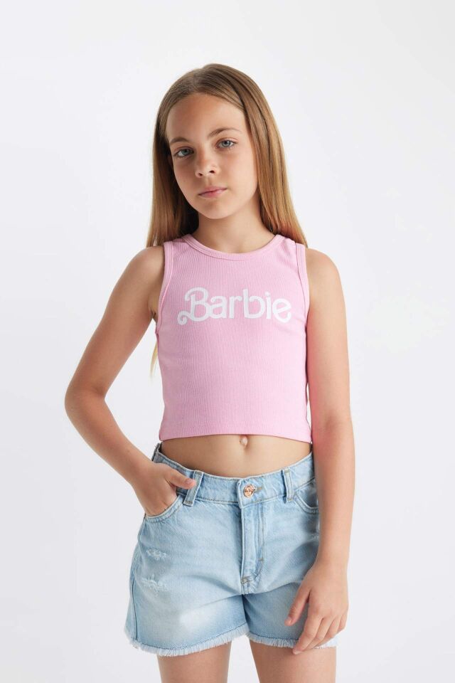 Kız Çocuk Barbie Bisiklet Yaka Atlet