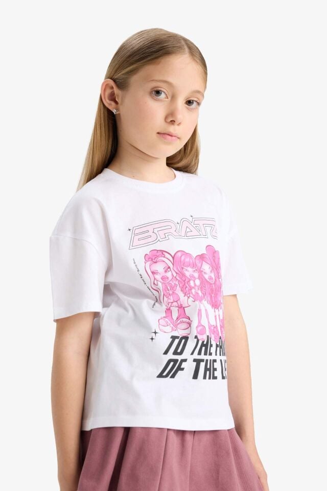Kız Çocuk Bratz Relax Fit Bisiklet Yaka Kısa Kollu Tişört