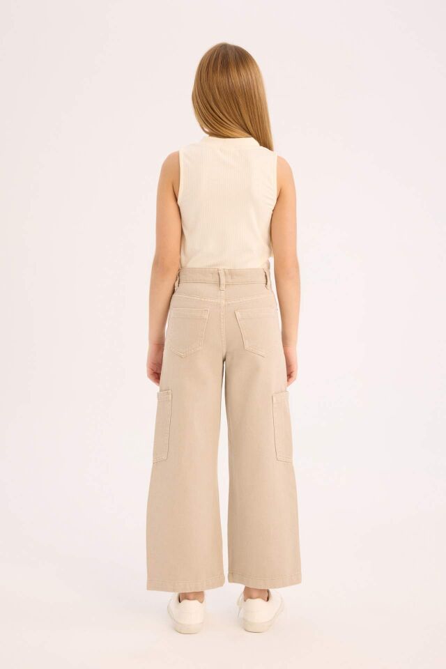 Kız Çocuk Wide Leg Kargo Geniş Paça Jean Pantolon