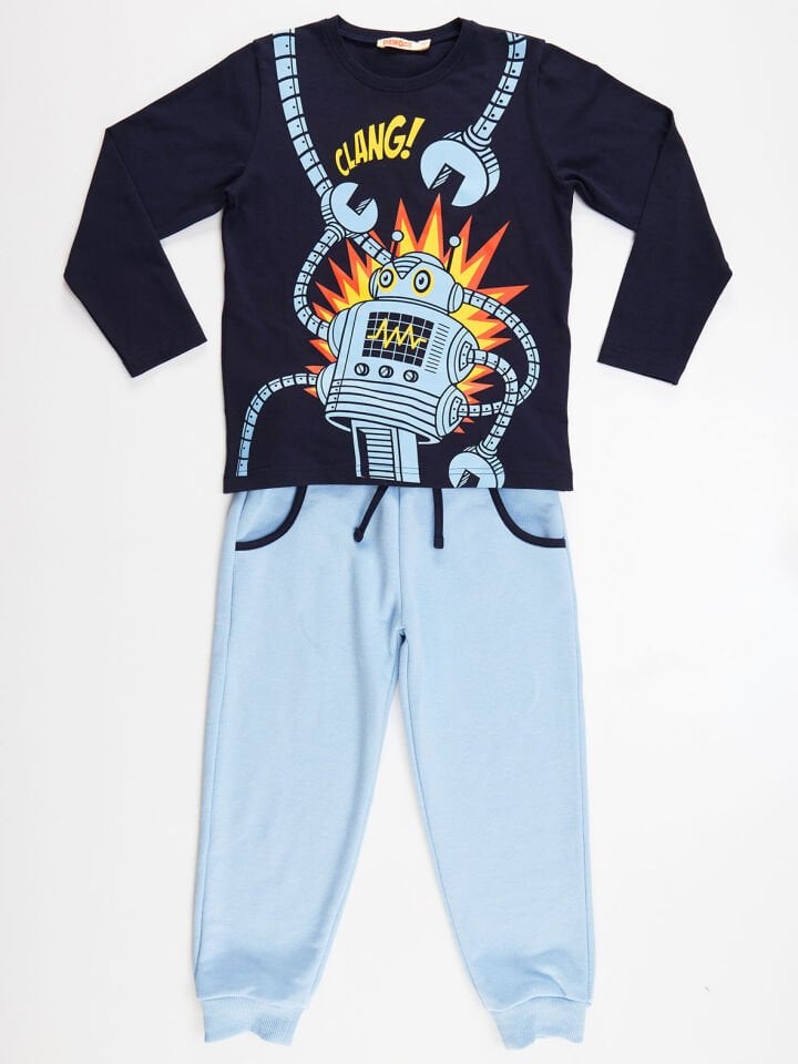 Clang Erkek Çocuk T-shirt Pantolon Takım 6 Y - Lacivert, Gri
