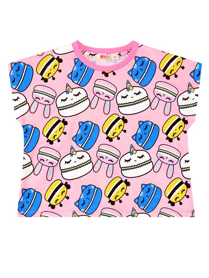 Tatlı Kurabiyeler Kız Çocuk T-shirt Şort Takım 5 Y - Pembe