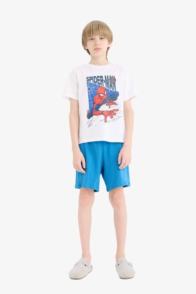 Erkek Çocuk Marvel Spiderman Pijama Takımı Kısa Kollu Üst Şort