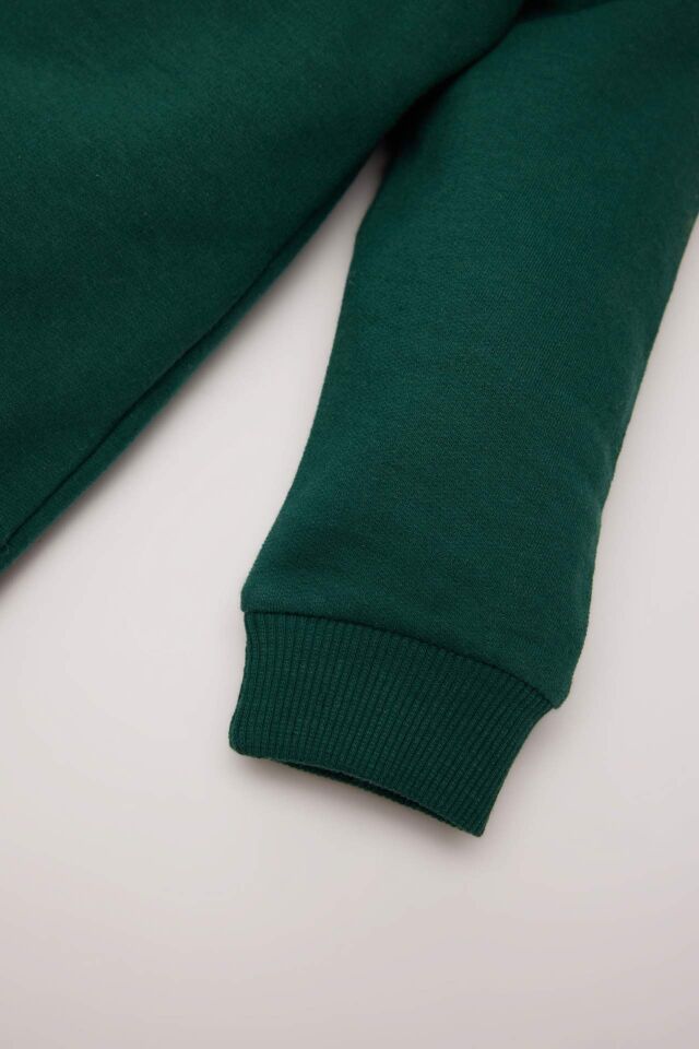 Erkek Bebek Bisiklet Yaka İçi Yumuşak Tüylü Sweatshirt
