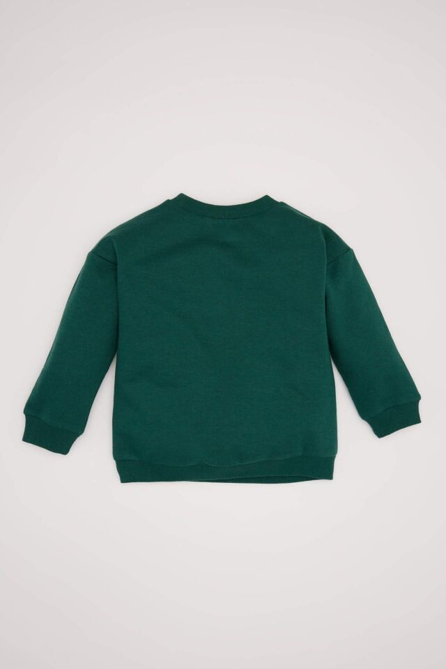Erkek Bebek Bisiklet Yaka İçi Yumuşak Tüylü Sweatshirt