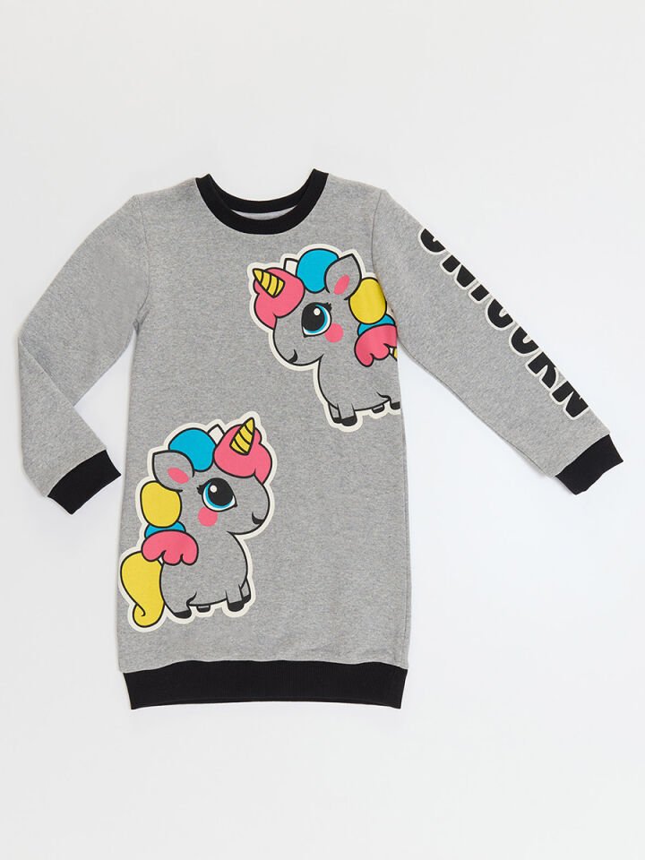 Unicorn Kız Çocuk Gri Sweat Elbise 4 Y - Gri