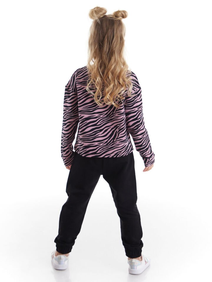 Unicorn Zebra Kız Çocuk T-shirt Pantolon Takım 3 Y - Pembe, Siyah