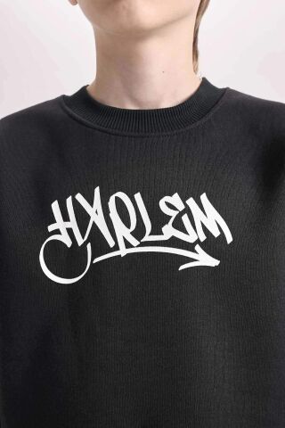 Erkek Çocuk Bisiklet Yaka Sırt Baskılı Kalın Sweatshirt