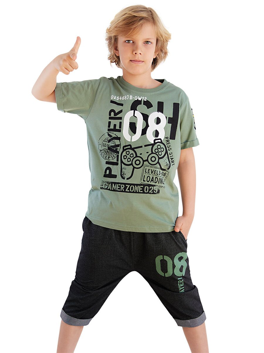 Player 8 Erkek Çocuk T-shirt Kapri Şort Takım 10 Y - Haki