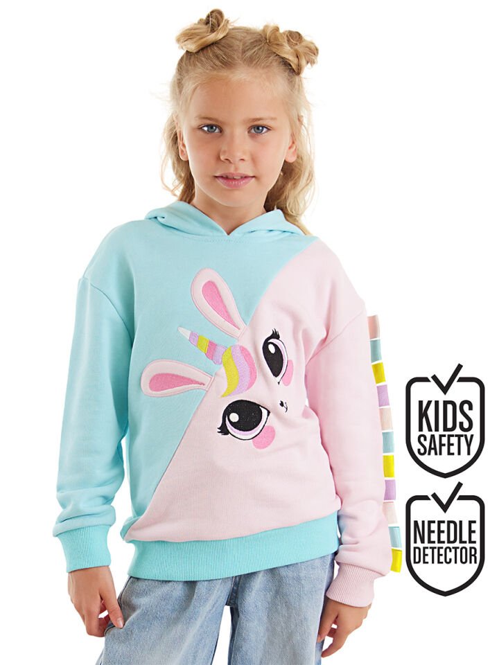 Unicorn Tavşan Kız Çocuk Sweatshirt 4 Y - Pembe, Mavi