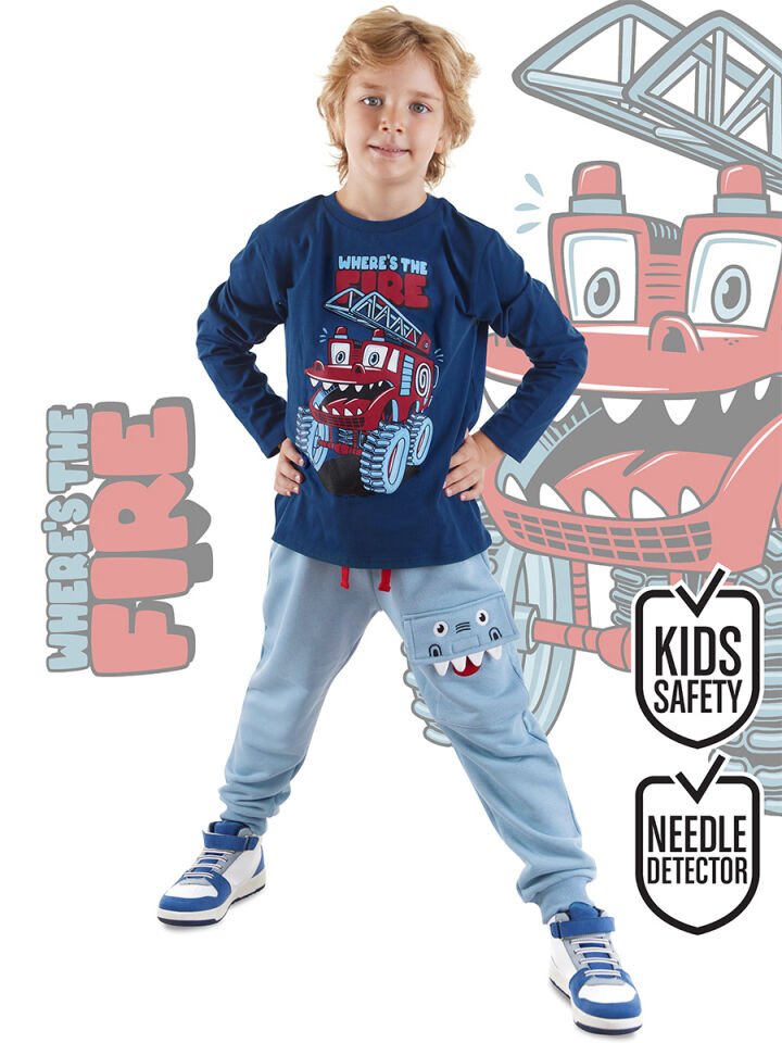 Canavar İtfaiye Erkek Çocuk T-shirt Pantolon Takım 8 Y - Lacivert