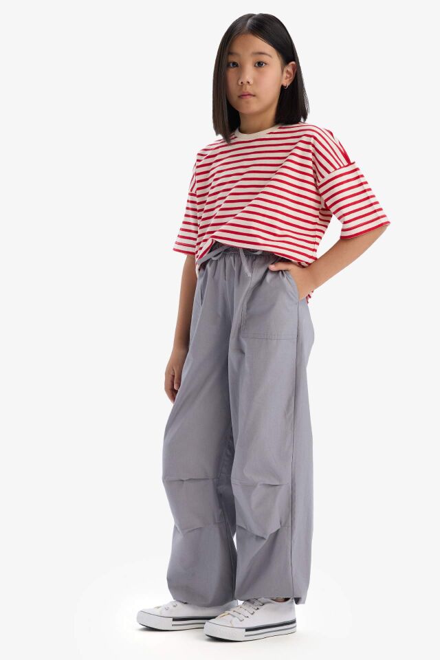 Kız Çocuk Paraşüt Jogger Paça Pamuklu Pantolon