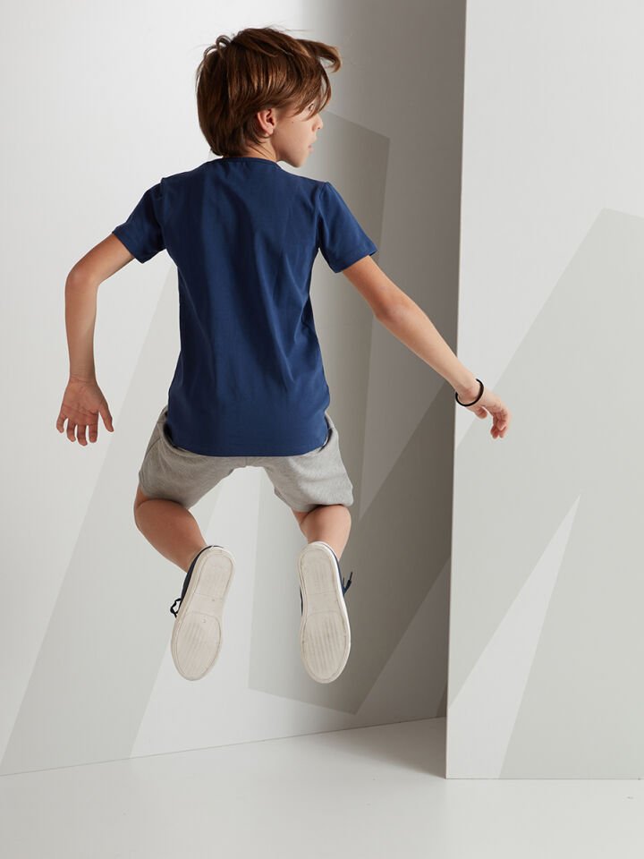 Roket Bilimi Erkek Çocuk T-shirt Şort Takım 4 Y - Mavi Gri