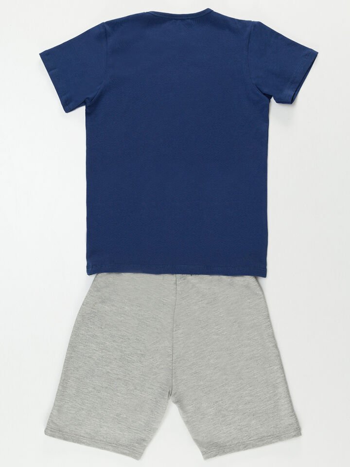 Roket Bilimi Erkek Çocuk T-shirt Şort Takım 4 Y - Mavi Gri