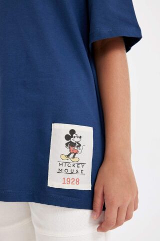 Kız Çocuk Disney Mickey & Minnie Oversize Geniş Kalıp Bisiklet Yaka Kısa Kollu Tişört