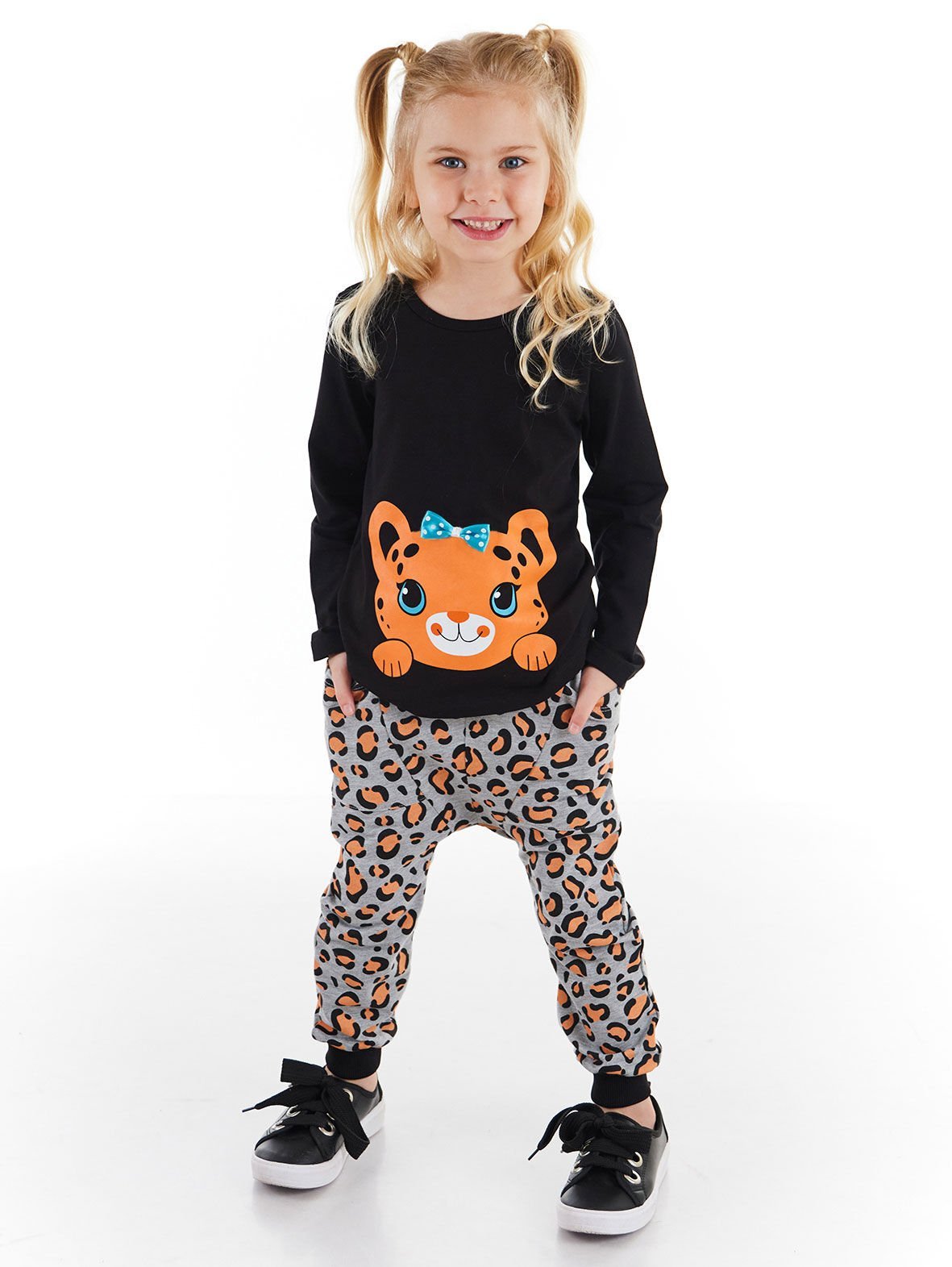Küçük Leopar Kız Çocuk T-shirt Pantolon Takım