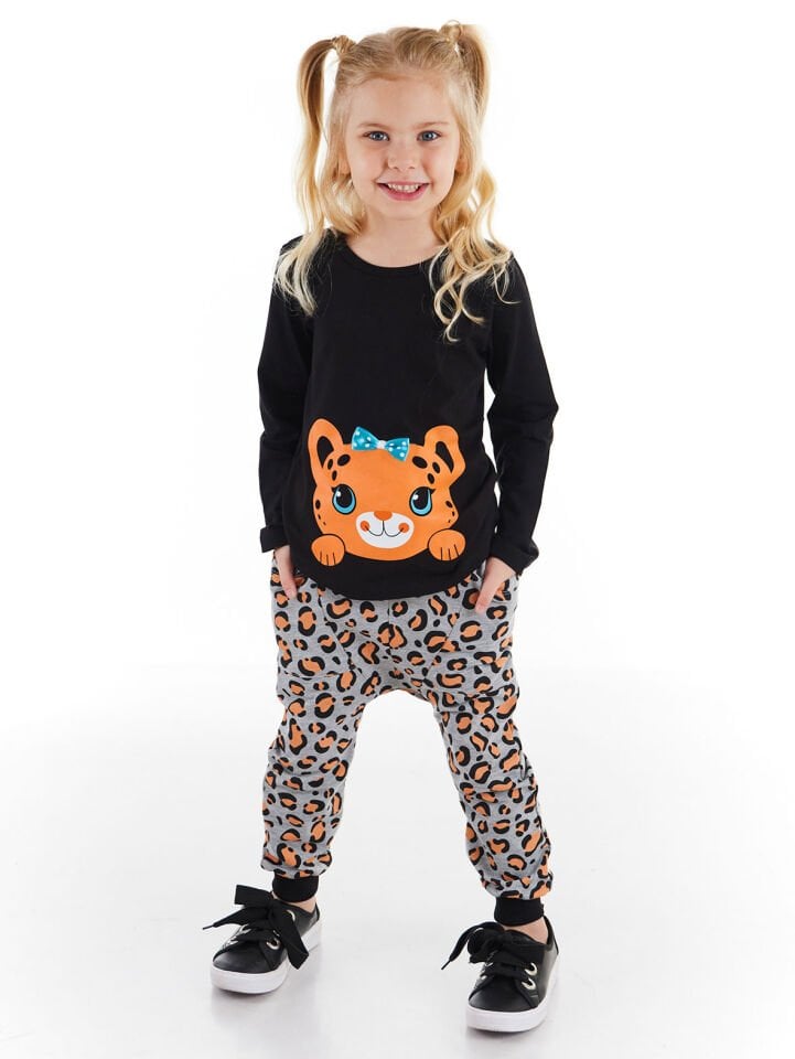 Küçük Leopar Kız Çocuk T-shirt Pantolon Takım