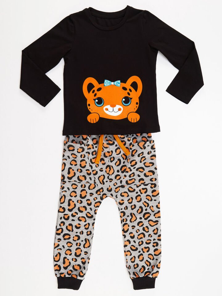 Küçük Leopar Kız Çocuk T-shirt Pantolon Takım
