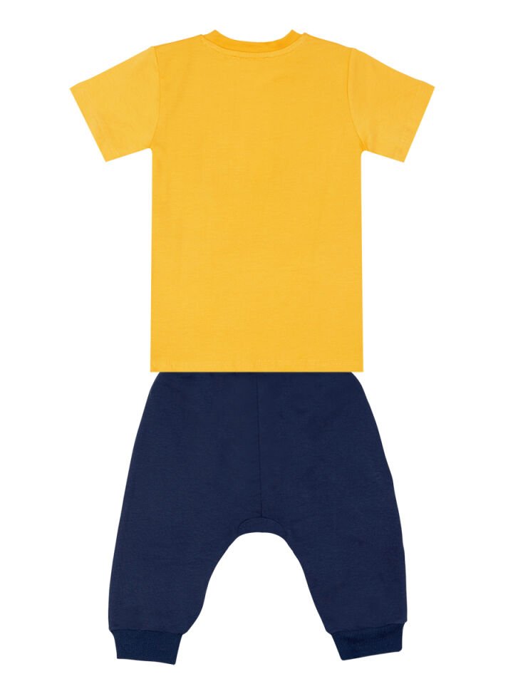 Kepçe Erkek Çocuk T-shirt Kapri Şort Takım 7 Y - Sarı, Lacivert