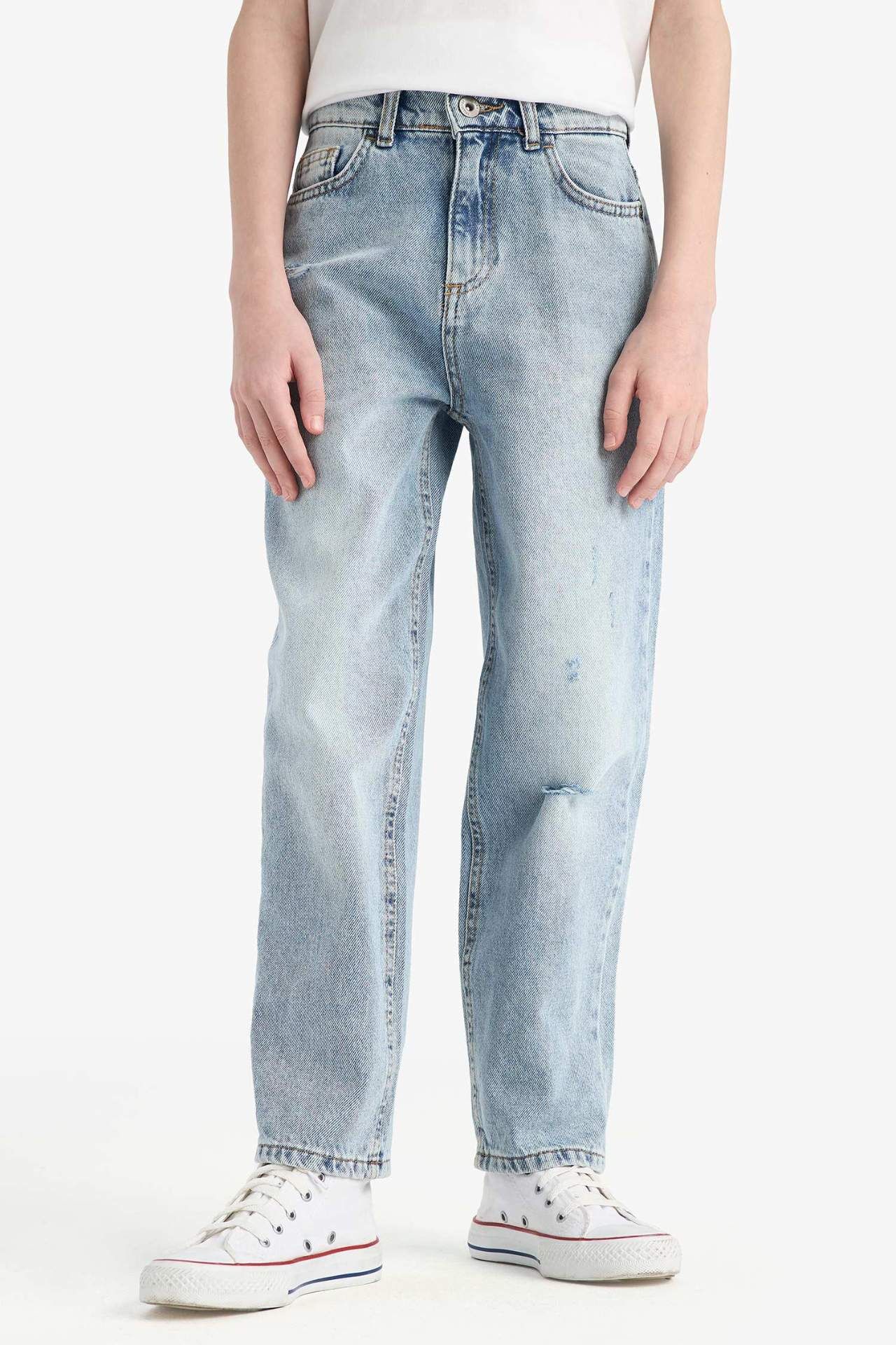 Erkek Çocuk Loose Fit Düz Paça Jean Pantolon