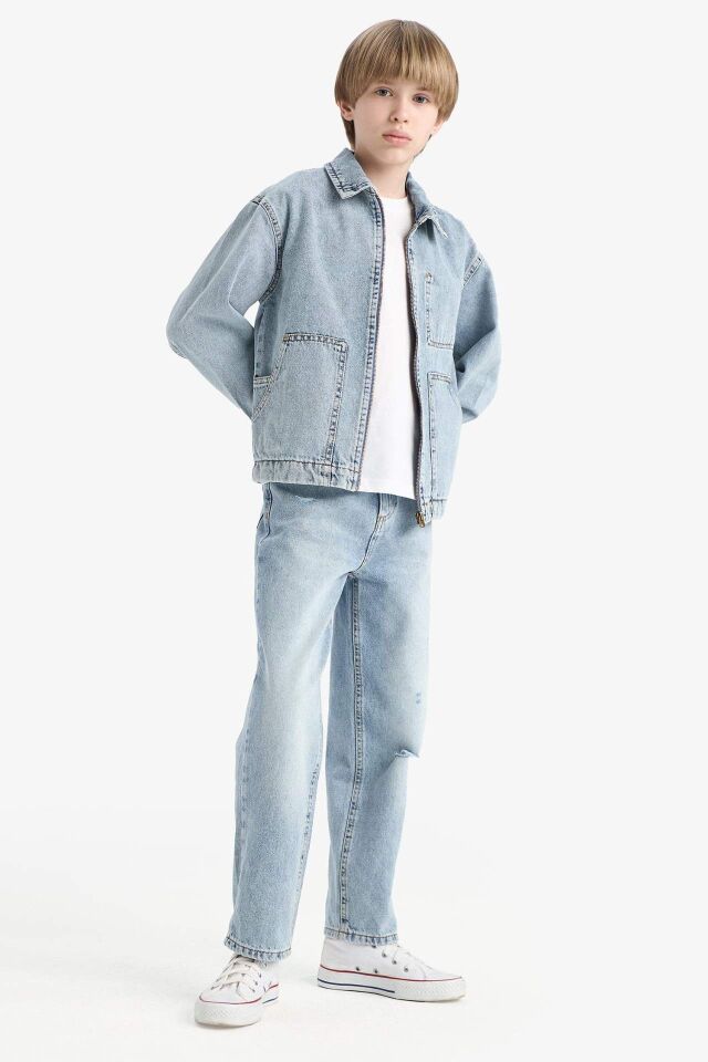 Erkek Çocuk Loose Fit Düz Paça Jean Pantolon