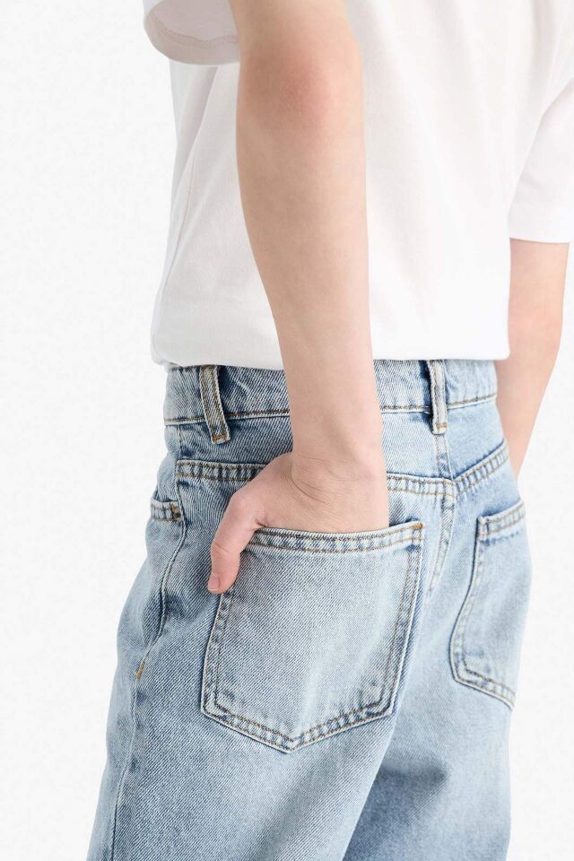 Erkek Çocuk Loose Fit Düz Paça Jean Pantolon