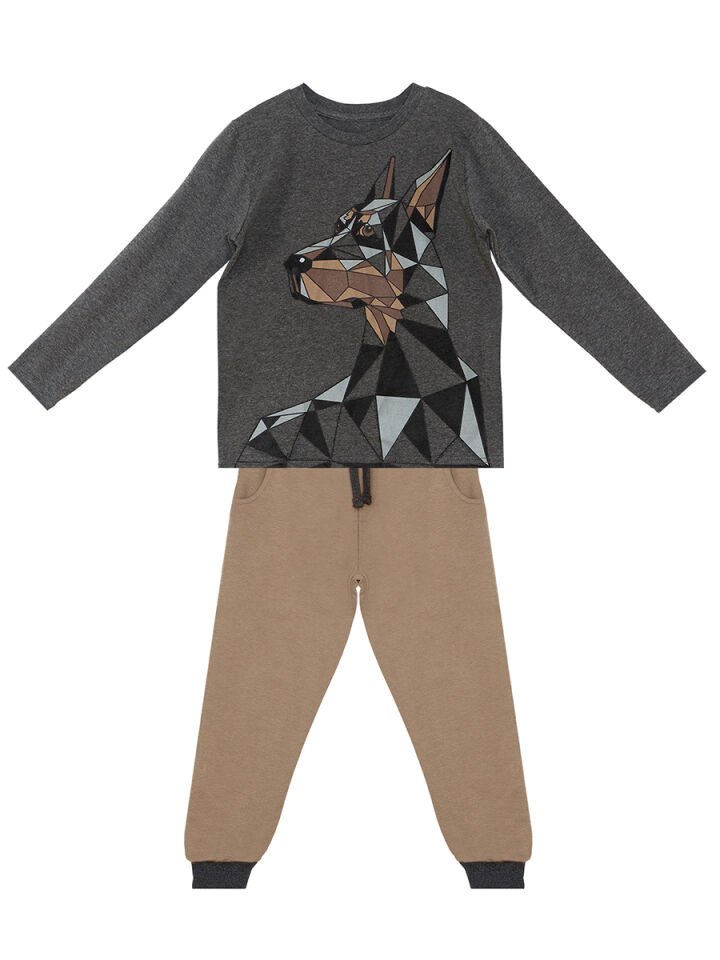Doberman Erkek Çocuk T-shirt Pantolon Takım 4 Y - Antresit