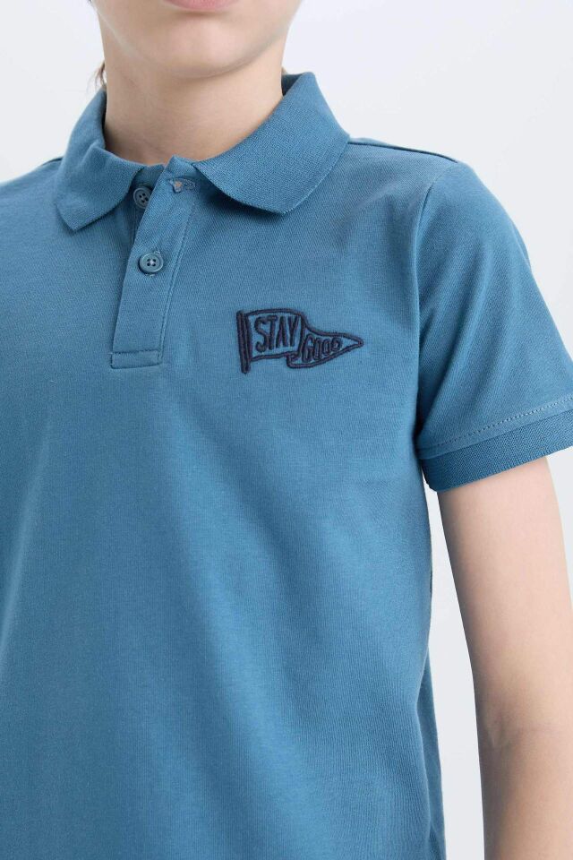 Erkek Çocuk Nakışlı Kısa Kollu Polo Tişört