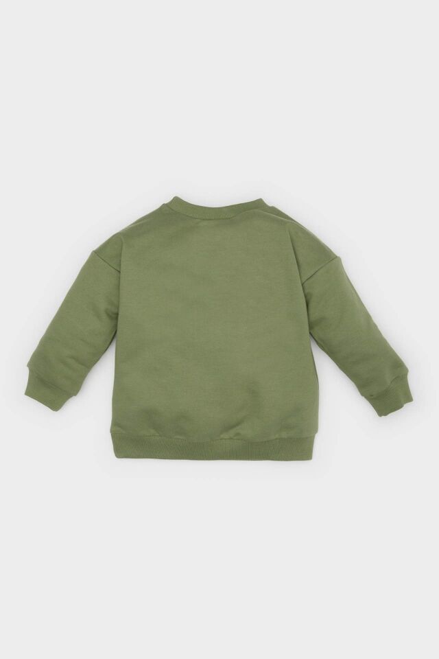 Erkek Bebek Bisiklet Yaka Basic Düz Sweatshirt