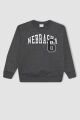 Erkek Çocuk 2'li Takım Bisiklet Yaka Baskılı Sweatshirt Beli Lastikli Eşofman Altı