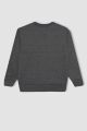 Erkek Çocuk 2'li Takım Bisiklet Yaka Baskılı Sweatshirt Beli Lastikli Eşofman Altı