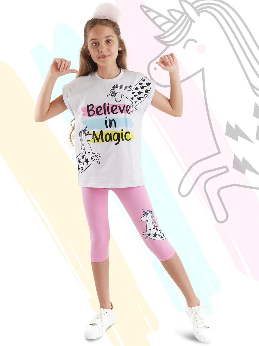 Believe in Magic Kız Çocuk T-Shirt Tayt Takım 10 Y - Pembe