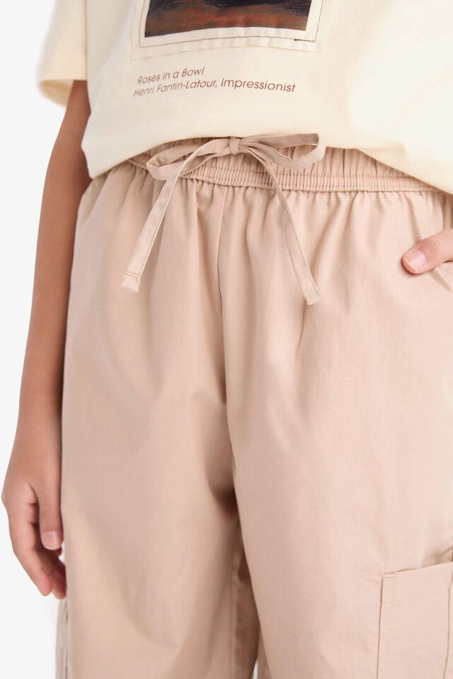 Kız Çocuk Paraşüt Kargo Jogger Paça Pamuklu Pantolon