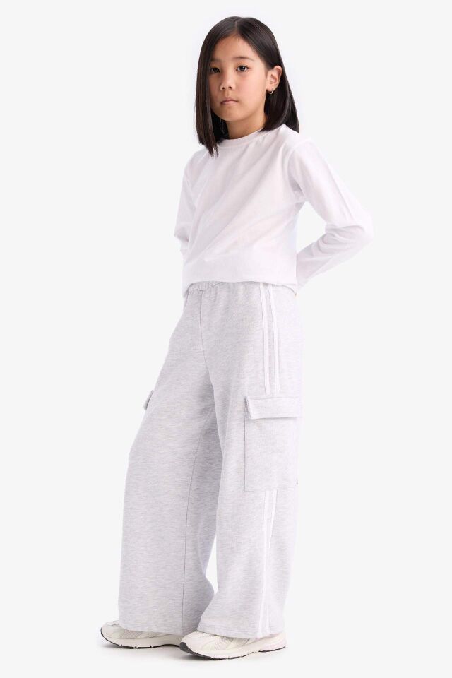 Kız Çocuk Wide Leg Beli Lastikli Geniş Bol Paça Eşofman Altı