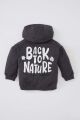 Kız Bebek Kapüşonlu Baskılı İçi Yumuşak Tüylü Sweatshirt