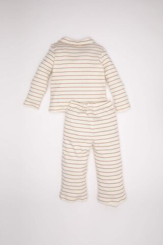 Erkek Bebek Pijama Takımı Çizgili Uzun Kollu Üst Uzun Alt